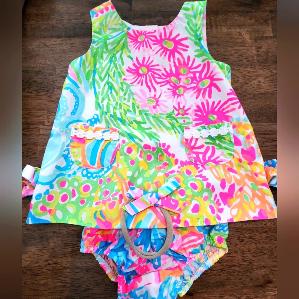 EUC Multi Lovers Coral.dress with bloomers